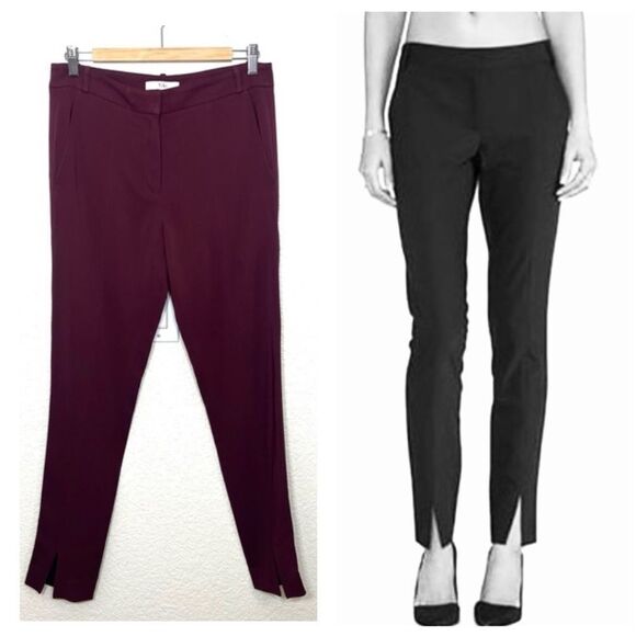 Tibi Beatle Crepe Straight Leg Trouser Pants Burgundy Maroon Size 4